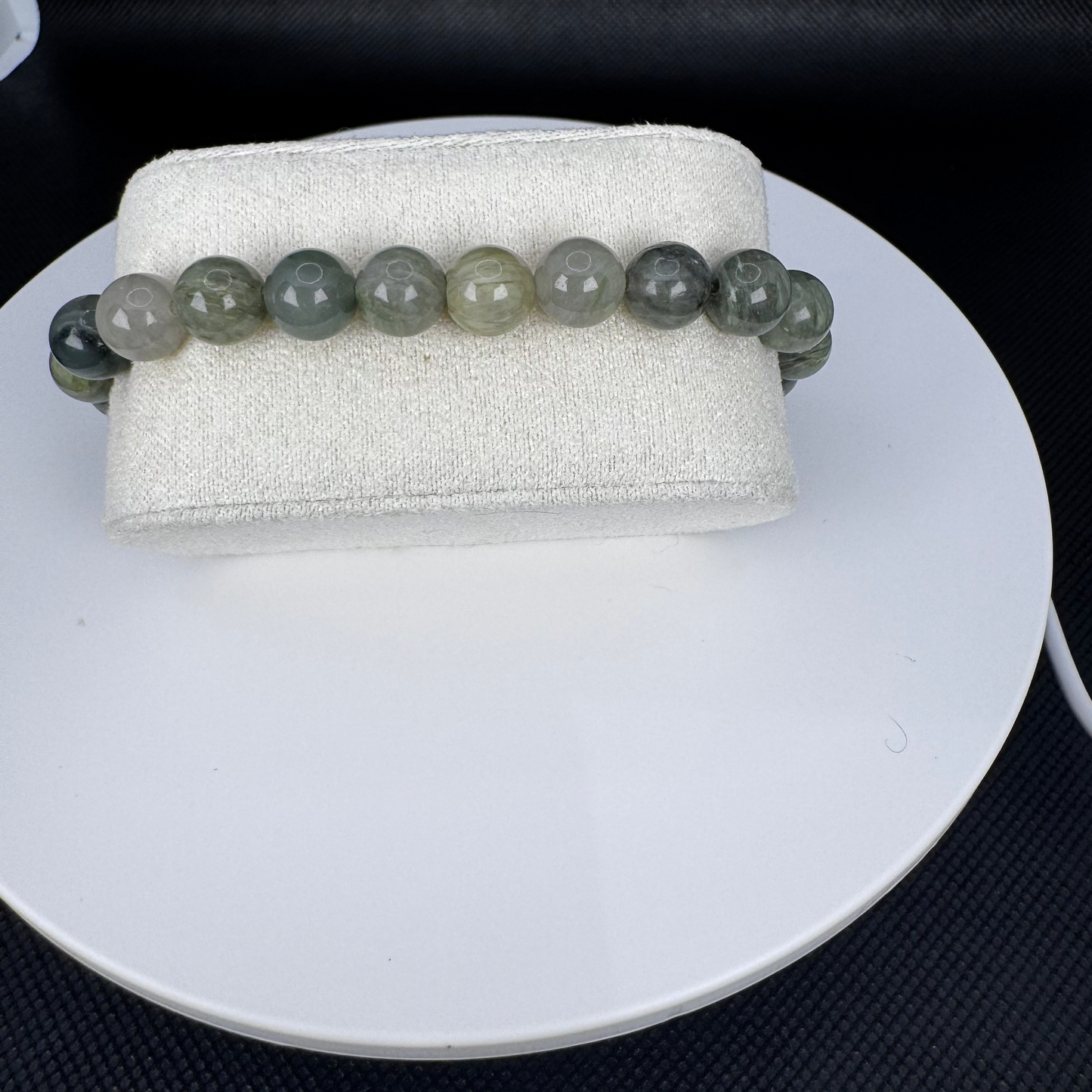 Pulsera de Cuentas de Piedra Natural - Ágata Musgosa