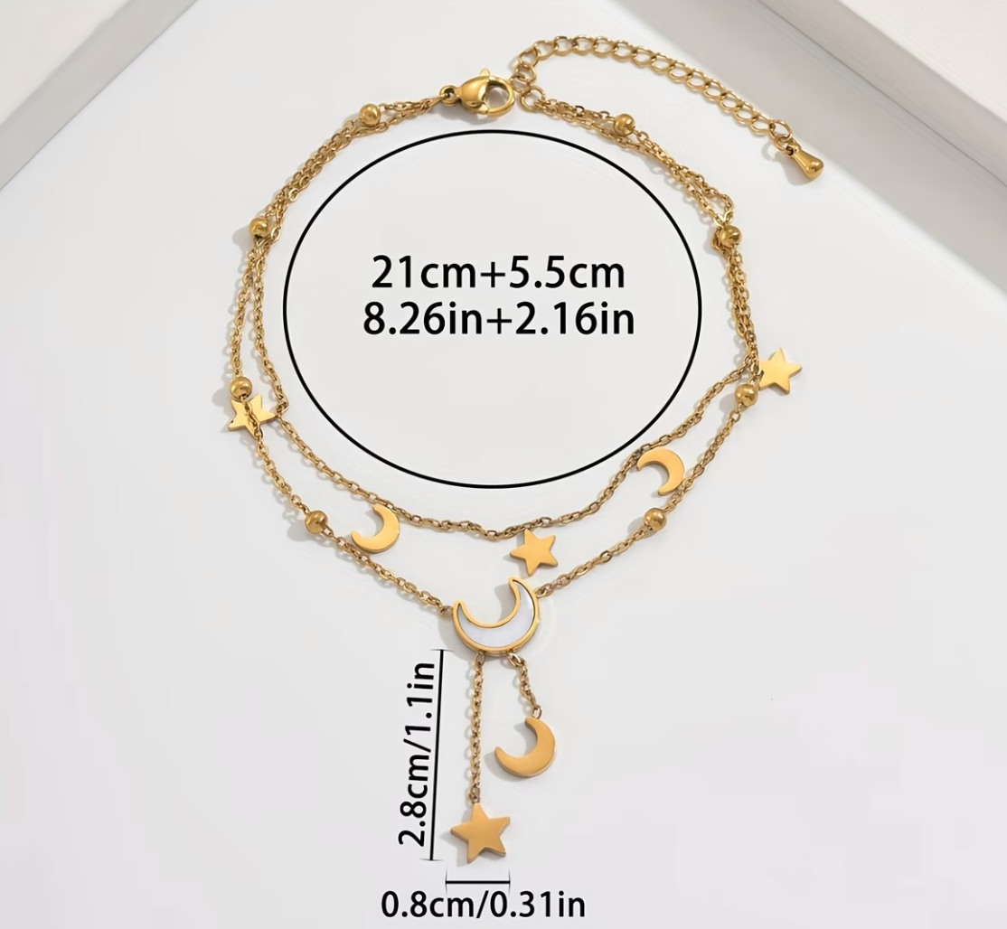 Tobillera de lunas y estrellas